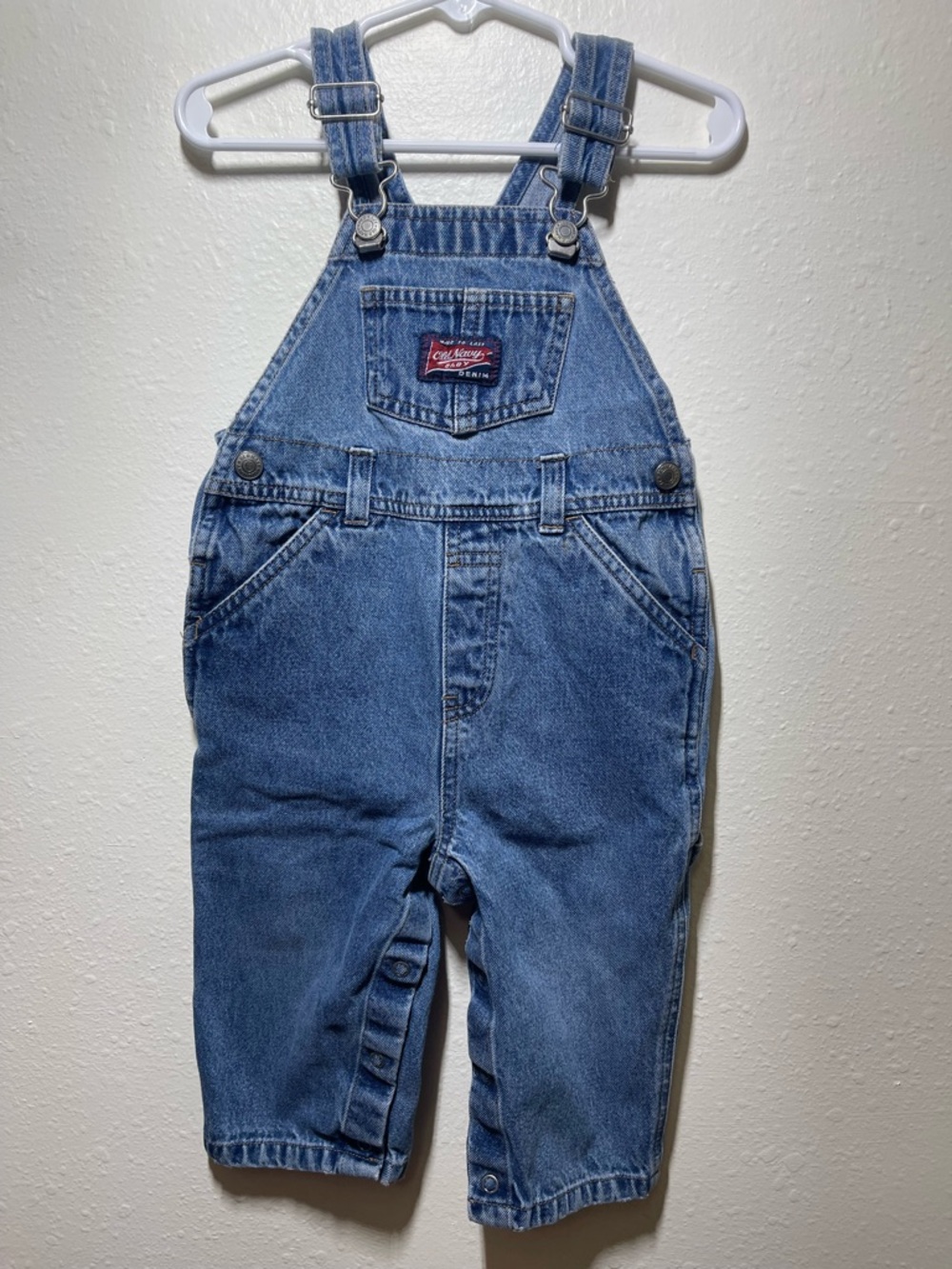 Vintage Y2K Baby Denim Overalls Size 12/18 Months Old Navy 2001